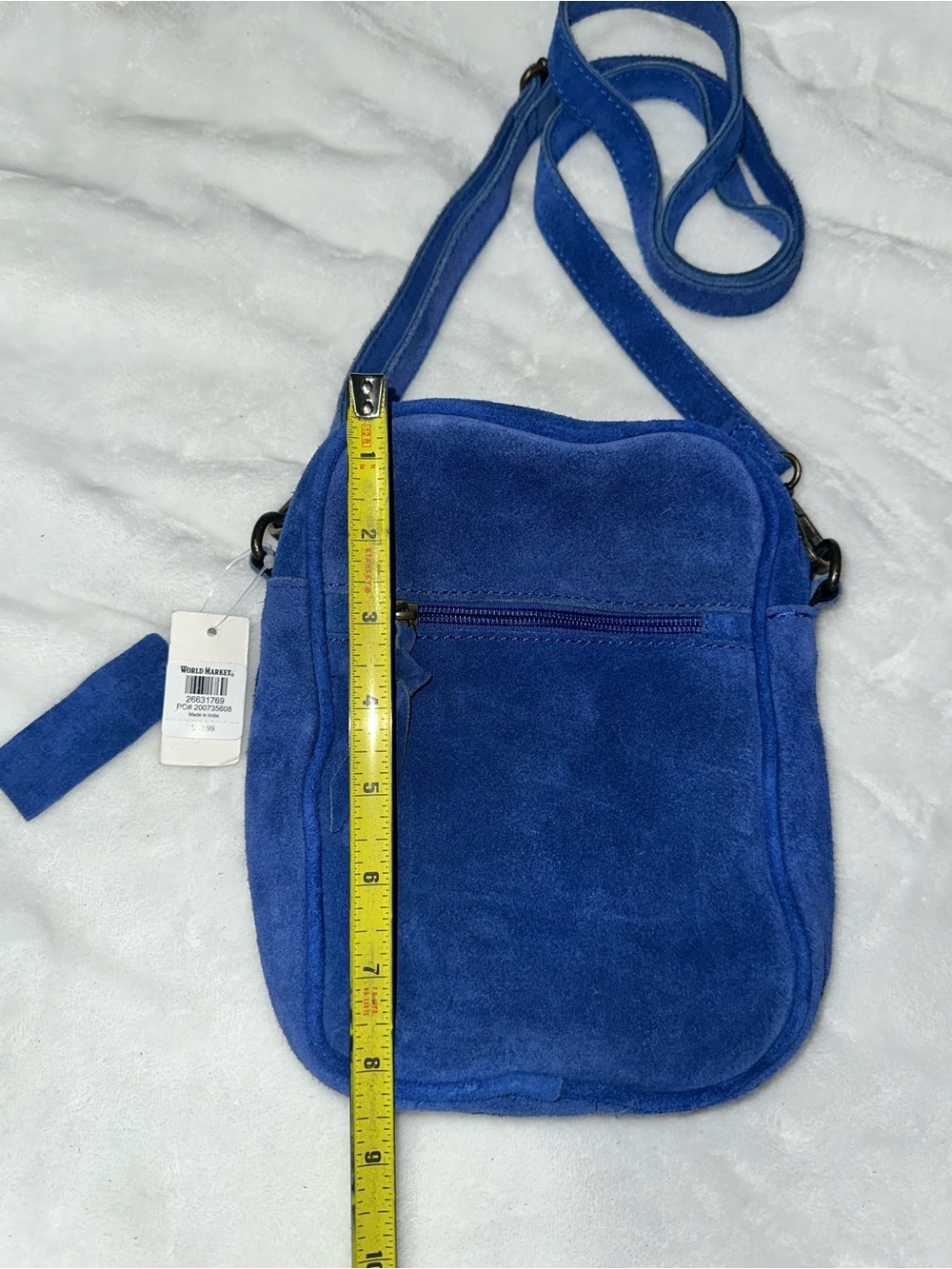 Cobalt Blue Suede Crossbody Bag - Picture 5 of 10